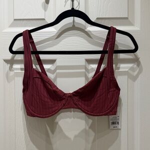 NWT Shade & Shore Deep Red Underwire Bikini Top